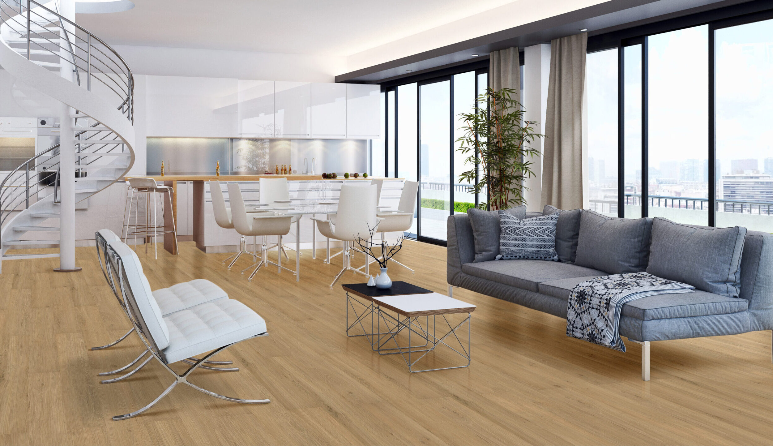 pavimento vinilico diseño Roble Dalia en apartamento